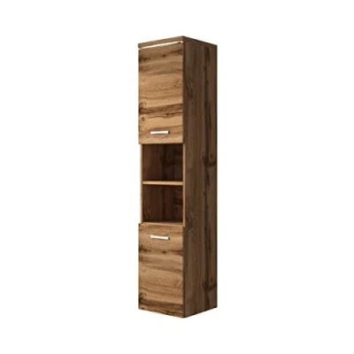Abbildung von Badezimmer Schrank Paso 160cm Hochglanz Eiche Regal Hochschrank Möbel Badschrank