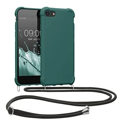 Abbildung von kwmobile Necklace Case kompatibel mit Apple iPhone SE (2022) / (2020) 8 7 Hülle Cover Kordel zum Umhängen Silikon Schutzhülle Petrol