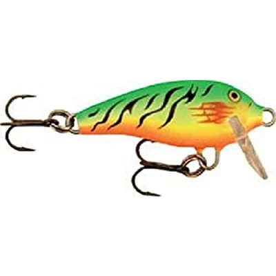 Abbildung von Rapala Mini Fat Rap Angelköder Kompaktes Angelzubehör aus Balsaholz Süßwasser Spinnköder Lauftiefe 0,9 1,8m Fischköder 3cm, 4g Hergestellt in Estland Firetiger