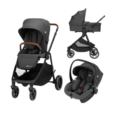 Abbildung von Bebeconfort Luvia Trio, Kinderwagen 3 in 1, 04 Jahre (022 kg), Baby Kinderwagen, Babyschale, Kinderwagenaufsatz, Smartes Faltsystem, Verstellbarer Schieber, Stoßdämpfung auf Rädern, Mineral Graphite