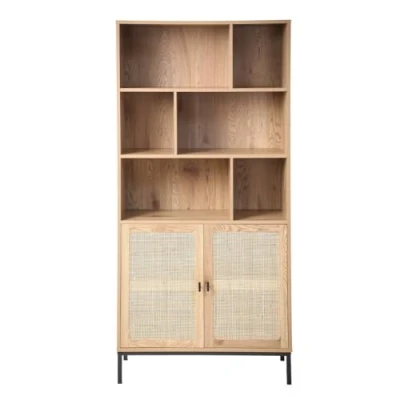 Abbildung von Bibliothèque 6 Cases et 2 Portes en Rotin Naturel H175cm JAYA