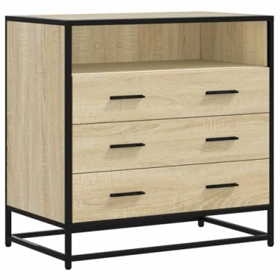 Abbildung von vidaXL Schubladenschrank Sonoma Eiche 70x41x70 cm Holzwerkstoff, Schubladenkommode, Lagerschrank, Aktenschrank, Sideboard mit Schubladen, Schrank
