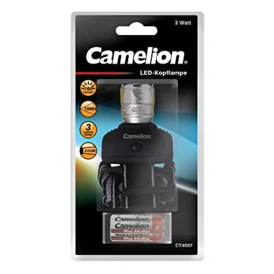 Abbildung von Camelion 3 Watt Stirnleuchte CT4007, Verschiedene LED Modi, inklusive Batterien AAA R03 30200023