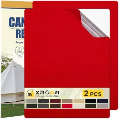 Abbildung von Flicken Selbstklebend Stoff, 21 x 30 cm Wasserdichtes Stoffklebeband, Selbstklebende Canvas für Outdoor Möbel, Bootabdeckungen, Sofas, Zelte, Lounge Stühle, Sonnenschutz, Rot