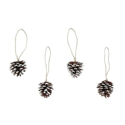 Abbildung von MAGIC by Inge Christbaumschmuck, Christbaumschmuck Zapfen 4,5cm Naturmaterial Braun Weiß 4er Set