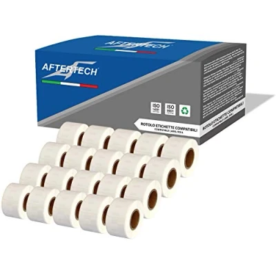 Abbildung von Aftertech 20 x 99010 28 89 mm Kompatible Klebeetiketten (130 Etiketten/Rolle = 2600 insgesamt) für Dymo LabelWriter Seiko SLP Etikettiermaschinen S0722370 20x99010