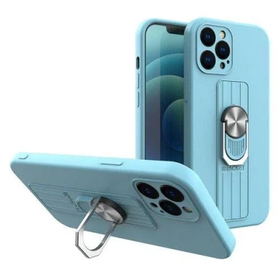 Abbildung von Ring Case Silikonhülle mit Fingergriff und Ständer für iPhone 11 Pro Max hellblau