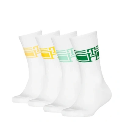 Abbildung von Tommy Hilfiger KIDS SOCK Sport Monogram Unisex 4 PACK Socken für Kinder, Größe: 27 30, Green/yellow