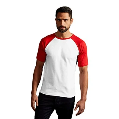 Abbildung von Raglan Baseball T Shirt Herren, Weiß Rot, M