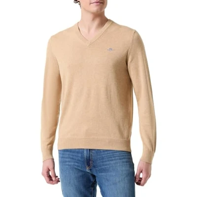 Abbildung von GANT Vneck Strickpullover, Herren, Größe: Small, Khaki mel