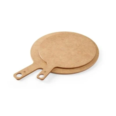 Abbildung von HENDI Pizzabrett, Pizzaschaufel, Pizzaschieber, Pizza Board, Servierbrett, mit Griff, Geschirrspülmaschinengeeignet, ø254x(H)6mm, Holzfaser