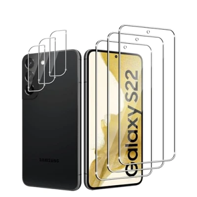 Abbildung von Zicurz 3+3 Stück Schutzglas für Samsung Galaxy S22 5G, Panzer Schutz Glas, 3 Schutzfolie und Kamera Schutzglas, HD Displayschutz, Blasenfrei, 5G