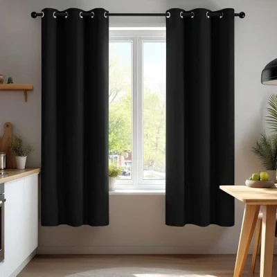 Abbildung von Deconovo Verdunkelungsvorhänge, wärmeisoliert, kältebeständig, Vorhänge für Kinderzimmer, modernes Design mit Ösen, 107 x 160 cm (Breite Höhe), Halloween, Schwarz, 2 Stück