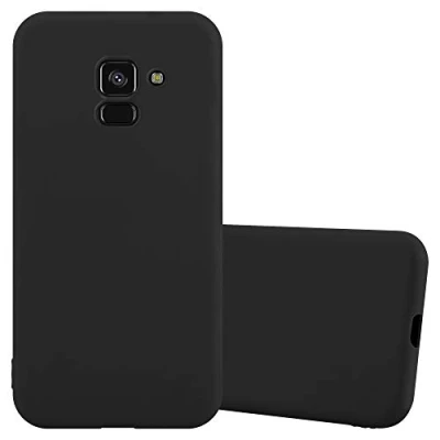 Abbildung von Cadorabo Hülle kompatibel mit Samsung Galaxy A8 Plus 2018 Schutzhülle TPU Silikon Case Candy Design Slim Kratzfest Weiche Gummi Rundumschutz für in Schwarz