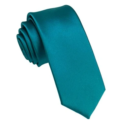 Abbildung von JEMYGINS Schmale Herren Krawatte einfarbig in verschiedenen Farben 6cm (Aquablau)