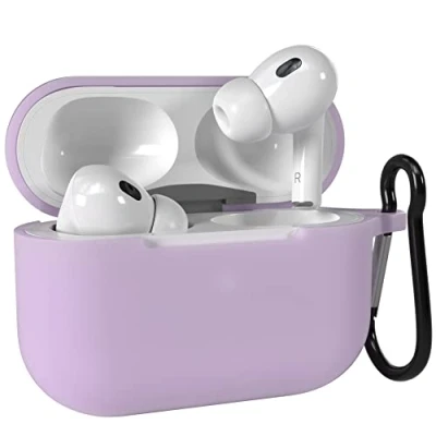 Abbildung von EAZY Case Schutzhülle für AirPods Pro 2 Hülle Lavendel Silikon Stoßfest mit Karabiner geeignet als Schlüsselanhänger Antikratz Etui rutschfeste Silikonhülle Airpod 2. Generation Flieder