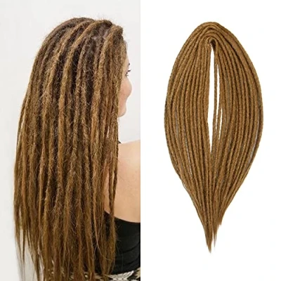 Abbildung von 20 Zoll 10 Stränge/Pack Synthetische Dreadlocks Double Ended Verlängerungen Dünne 0,6cm Gehäkelte Geflochtene Haare Weiche Dreads Reggae Hip Hop Hippie Stil, Hellbraun