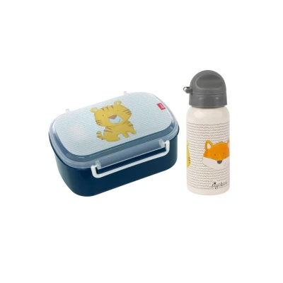 Abbildung von sigikid SET Trinkflasche für Kinder, Größe: One Size, Blau beige tiger