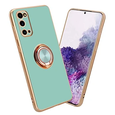 Abbildung von Cadorabo Hülle kompatibel mit Samsung Galaxy S20 Schutzhülle TPU Silikon Case Ring Design Kameraschutz Slim Kratzfest Weiche Gummi Rundumschutz für in Türkis