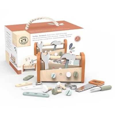 Abbildung von speedy monkey Spielwerkzeugkoffer 2in1 Werkzeugkasten und Werkbank, (17 tlg)