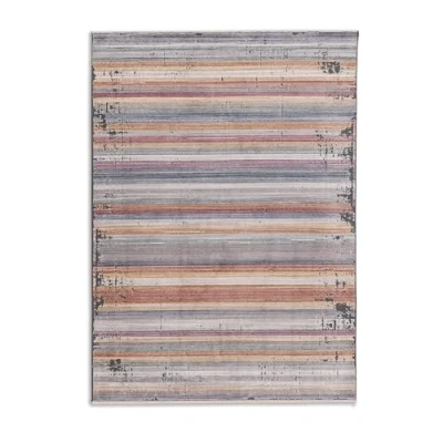 Abbildung von Hochwertiger Teppich Wohnzimmer, Schlafzimmer Kurzflorteppich Flachgewebe Moderne Muster buntes Design Streifen bunt 160 x 230 cm