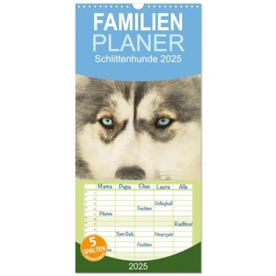 Abbildung von Familienplaner 2025 Schlittenhunde mit 5 Spalten (Wandkalender, 21 cm x 45 cm), CALVENDO