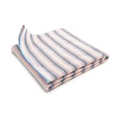 Abbildung von Sonnenstrick Erstlingsdecke/Babydecke/Kuscheldecke/Strickdecke aus 100% Bio Baumwolle kba made in Germany 80 x cm gestreift rosa