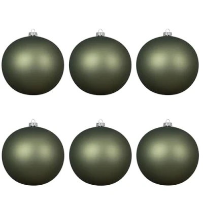 Abbildung von Kaemingk Weihnachtskugeln Glas 6cm mundgeblasen 6er Box Christbaumkugeln Weihnachtsbaumkugeln für Weihnachtsbaum zu Weihnachten Christbaumschmuck &amp; Weihnachtsbaumschmuck Rosmarin matt