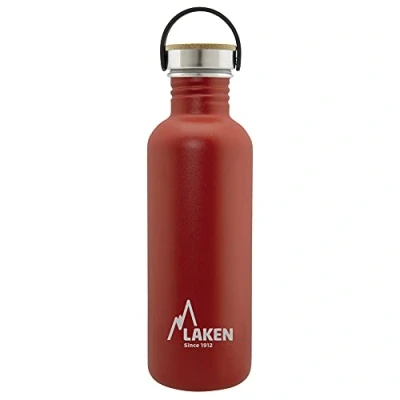 Abbildung von Laken Basic Edelstahlflasche, Trinkflasche Weite Öffnung mit Edelstah Schraubverschluss Bambo, BPA frei 0,75L, Rot