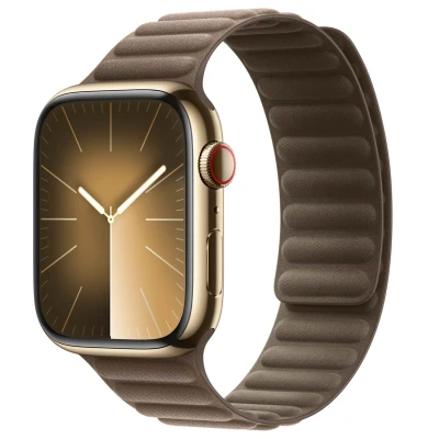 Abbildung von Apple Watch Armband Original Echtes Leder Beige Geeignet für Series 1 9 / SE Ultra (2)