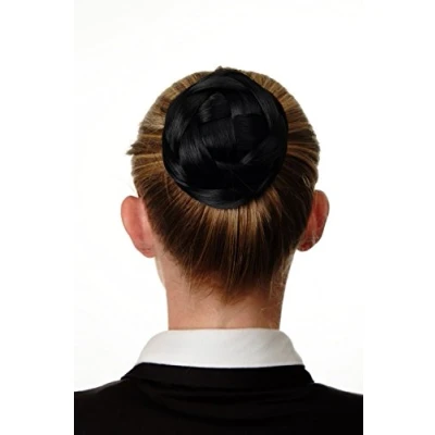Abbildung von WIG ME UP Haarknoten Dutt Haarteil aufwendig geflochten Brautschmuck Tracht Steck Kamm Haarnadel Schwarz Q399D 1