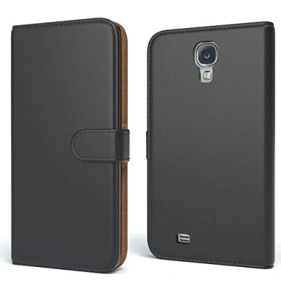Abbildung von EAZY CASE Tasche kompatibel mit Samsung Galaxy S4 / Neo Schutzhülle Standfunktion Klapphülle Bookstyle, Handytasche Handyhülle Magnetverschluss und Kartenfach, Kunstleder, Schwarz