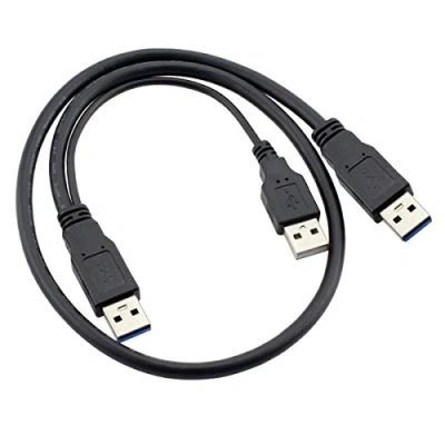 Abbildung von Cablecc USB 3.0 Typ A auf Dual Extra Power Y Kabel, zwei Stecker für externe Festplatte, Super Speed 5 Gbit/s