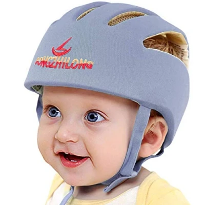 Abbildung von IULONEE Baby Helm Kleinkind Schutzhut Kopfschutz Baumwolle Hut Verstellbarer Schutzhelm (Grau)