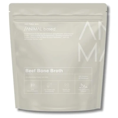 Abbildung von Knochenbrühe Pulver vom Weiderind 50 Portionen ca. 81 % Kollagen Aus Schweden, abgefüllt in Deutschland Ohne Zusätze, zucker &amp; laktosefrei Bone Broth halal zertifiziert