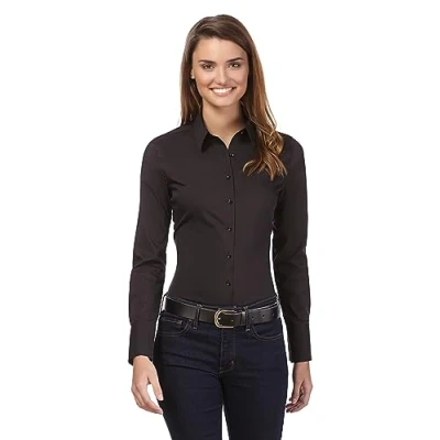 Abbildung von Vincenzo Boretti Tailliert Stretch Hemdbluse, Damen, Größe: 40, Schwarz