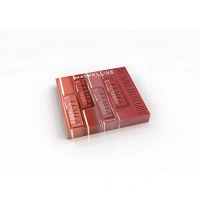 Abbildung von Maybelline New York SuperStay Vinyl Ink Nude Shock Flüssiger Lippenstift, 4 farbiges Set, Effekt, glänzend, langanhaltend