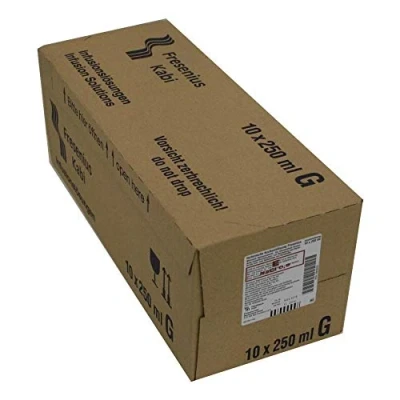 Abbildung von Kochsalzlösung 0,9% Glasflasche Fresenius 10X250 ml