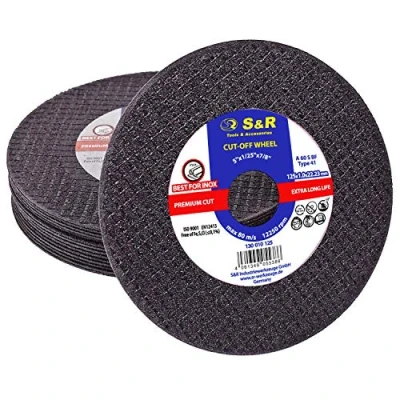 Abbildung von S&amp;R Trennscheiben in Industrie Qualität für Metall, Edelstahl/INOX, 125 x 1,0 22,23 mm, 15 tlg. Set, A60 S BF, Premium Cut, extra hohe Standzeit, Winkelschleifer