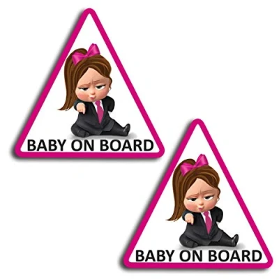 Abbildung von Biomar Labs® 2 Stück Vinyl Baby Boss on Board Bord Kind Sicherheit Aufkleber Auto Stickers Moto Motorrad Fahrrad Helm Fenster Tuning B 166