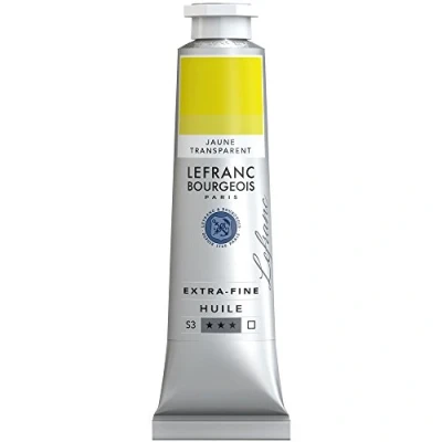 Abbildung von Lefranc Bourgeois 405038 extra feine Ölfarbe in Künstlerqualität aus hochwertigen Pigmenten, lebendige Farben, hohe Lichtechtheit, 40ml Tube Transparentgelb