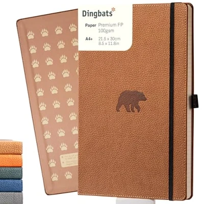 Abbildung von Dingbats* Tierwelt Notizbuch A4 Gepunktet Hardcover PU Leder Journal für Arbeit, Reisen Tasche, Elastischer Verschluss, Stifthalter, Lesezeichen