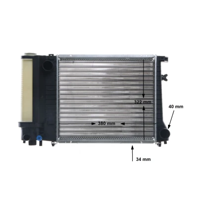Abbildung von MAHLE ORIGINAL CR 483 000S Kühler, Motorkühlung für Fahrzeuge ohne Klimaanlage 380mm 322mm 34mm Schaltgetriebe Kühlrippen mechanisch gefügt