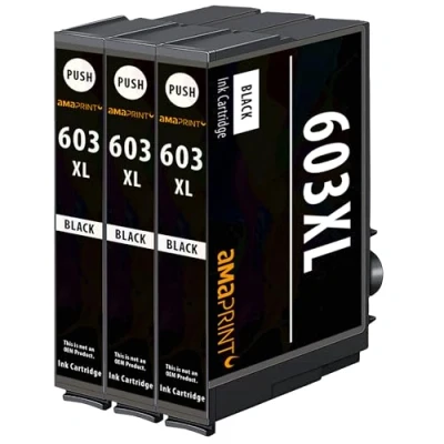 Abbildung von Amaprint XL Patronen kompatibel mit Epson 603 603XL Schwarz passend für Expression Home XP 3100 3105 3150 4100 4150 4155 (3 Druckerpatronen)