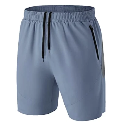 Abbildung von Herren Sport Shorts Kurze Hose Schnell Trocknend Sporthose Leicht mit Reißverschlusstasche(Arona Blau,EU 2XL/US XL)
