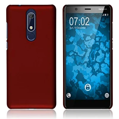 Abbildung von PhoneNatic case kompatibel mit Nokia 5.1 Hülle rot gummiert Hard Cover