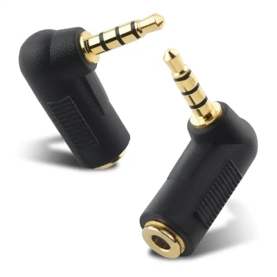 Abbildung von Cable Matters 2er Pack rechtwinkliger 3,5 mm Adapter in schwarz (rechtwinkliger Adapter, 3,5mm 90 Grad, Grad Audioadapter)