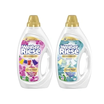 Abbildung von Weißer Riese Aromatherapie Universal Lotus &amp; Color Orchidee 2 x 22 WL (44WL) Colorwaschmittel (Doppelpack, [2 St. Flüssigwaschmittel für bunte helle Wäsche)