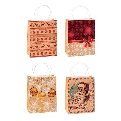 Abbildung von TSI Geschenktüten aus Kraftpapier WEIHNACHTEN, 12er Packung, Größe: Mittel (HxBxT 23 x 18 10 cm), Art. Nr. 88011