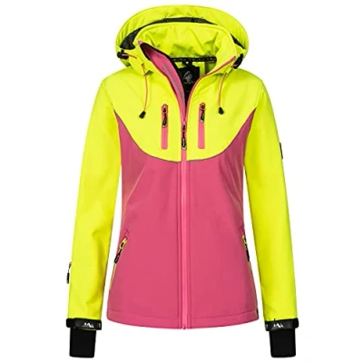 Abbildung von Rock Creek Damen Softshell Jacke Windbreaker Regenjacke Übergangsjacke Softshelljacke Damenjacke Regenmantel Outdoorjacke Kapuze D 442 Neonpink 4XL
